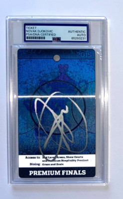 NOVAK DJOKOVIC SIGNED 2015 AUSTRALIAN OPEN FINALS TICKET BADGE SLABBED PSA/DNA