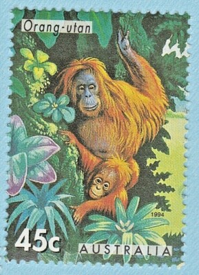 ORANGUTAN 1994 ZOOS STAMP ENDANGERED SPECIES WILDLIFE NATURE PLANTS ANIMALS MNH
