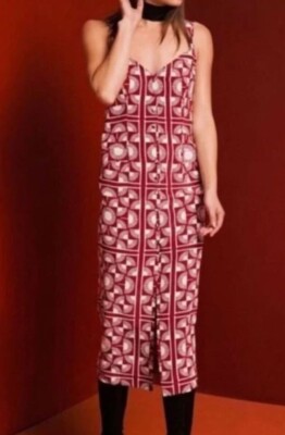 STONE COLD FOX LA Silk Japanese Gigi Print Back Cutout Midi Dress 0 XS $495