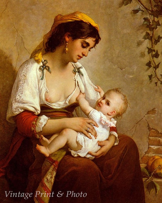 Maternity by Jules Trayer Victorian Mother Child Breastfeeding 8x10 Print 1049