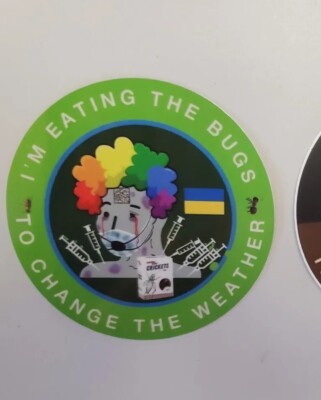 NPC Sticker 3x3'' EAT ZEE BUGS   TO CHANGE THE WEATHER 