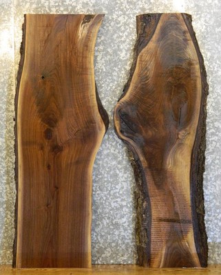 2- Black Walnut Live Edge Rustic Bookmatched Table Top Wood Slabs 1409-1410