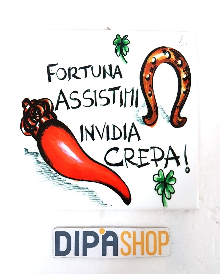 Quadretto Piastrella Decorativa Porta Fortuna Ceramica Fortuna Assistimi moc