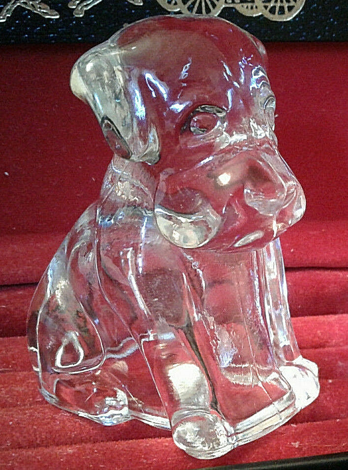 アンティーク雑貨 Victory Glass Bulldog Candy Container Victory Glass Bulldog Glass Candy Container with Lid Circa