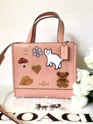 NWT Coach CC421 Dempsey Tote 22 With Creature Patches Leather Candy Pink Multi