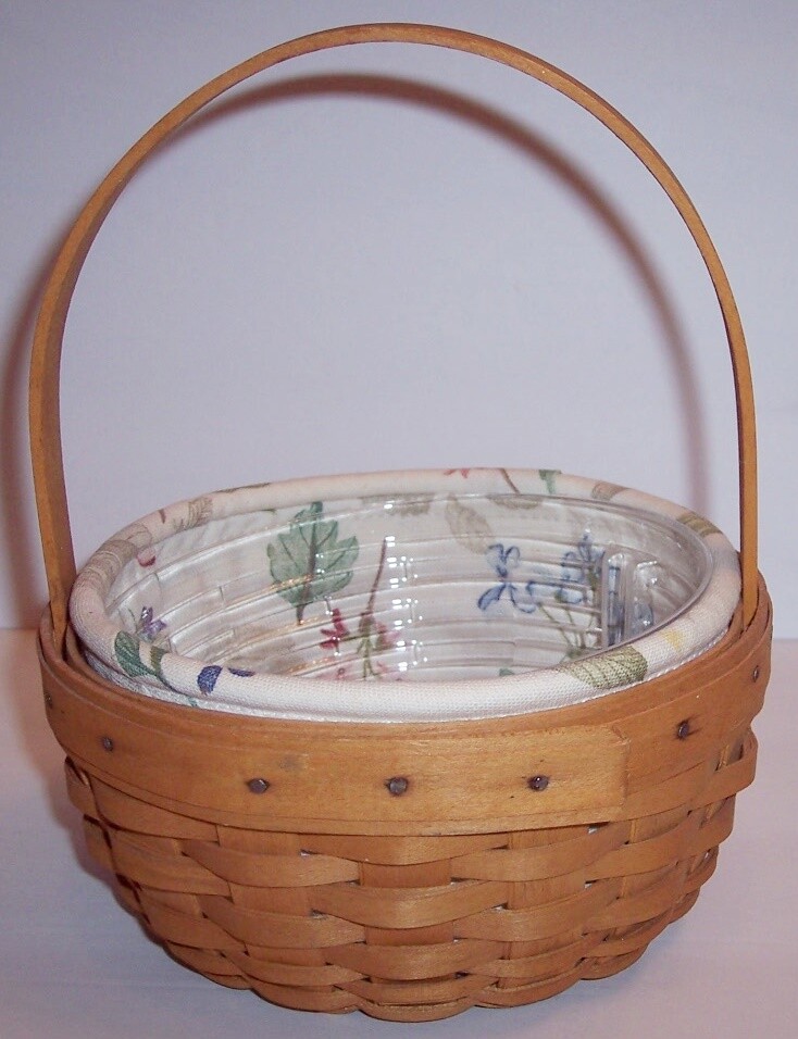 Longaberger 2001 Small Easter Basket Combo Protector & Botanical Fields Liner