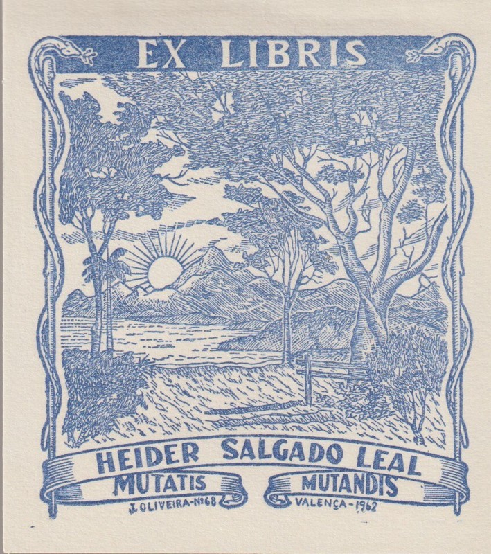 Espagne. Ex-Libris Heider Salgado Leal (SignÃ© Oliveira, 1962)