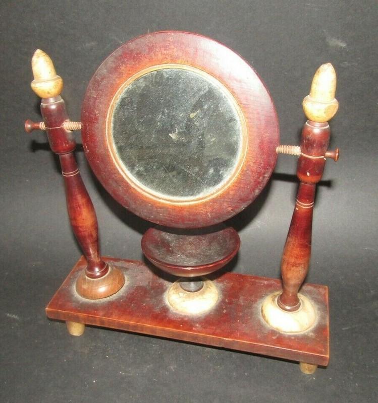 Miroir De Rasage Psyche En Bois TournÃ© 19th Century Turned Wood Shaving Mirror