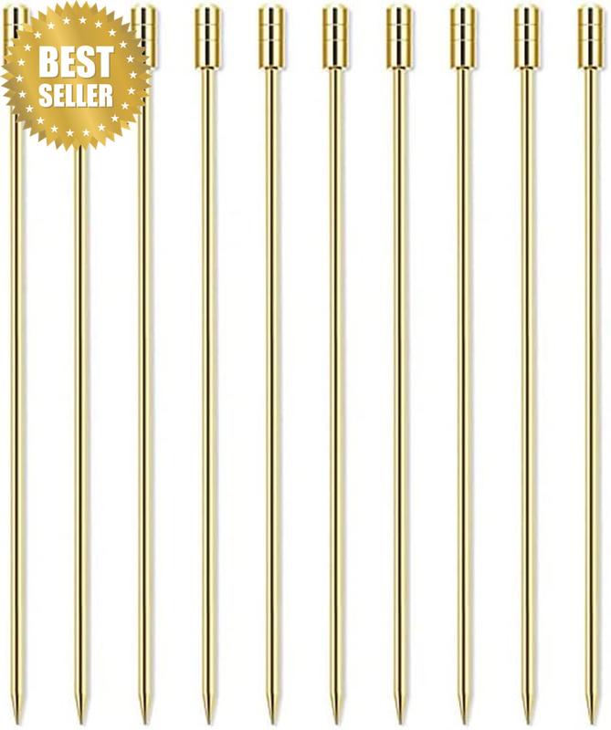 10 Pcs Stainless Steel Cocktail Picks, Reusable Fruit Sticks Stainless Steel Mar