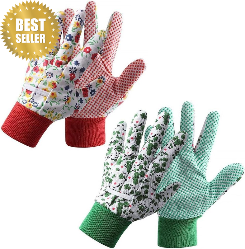 2 Pcs Women'S Gardening Gloves,Floral Garden Gloves with Elastic Cuffs and Non-S