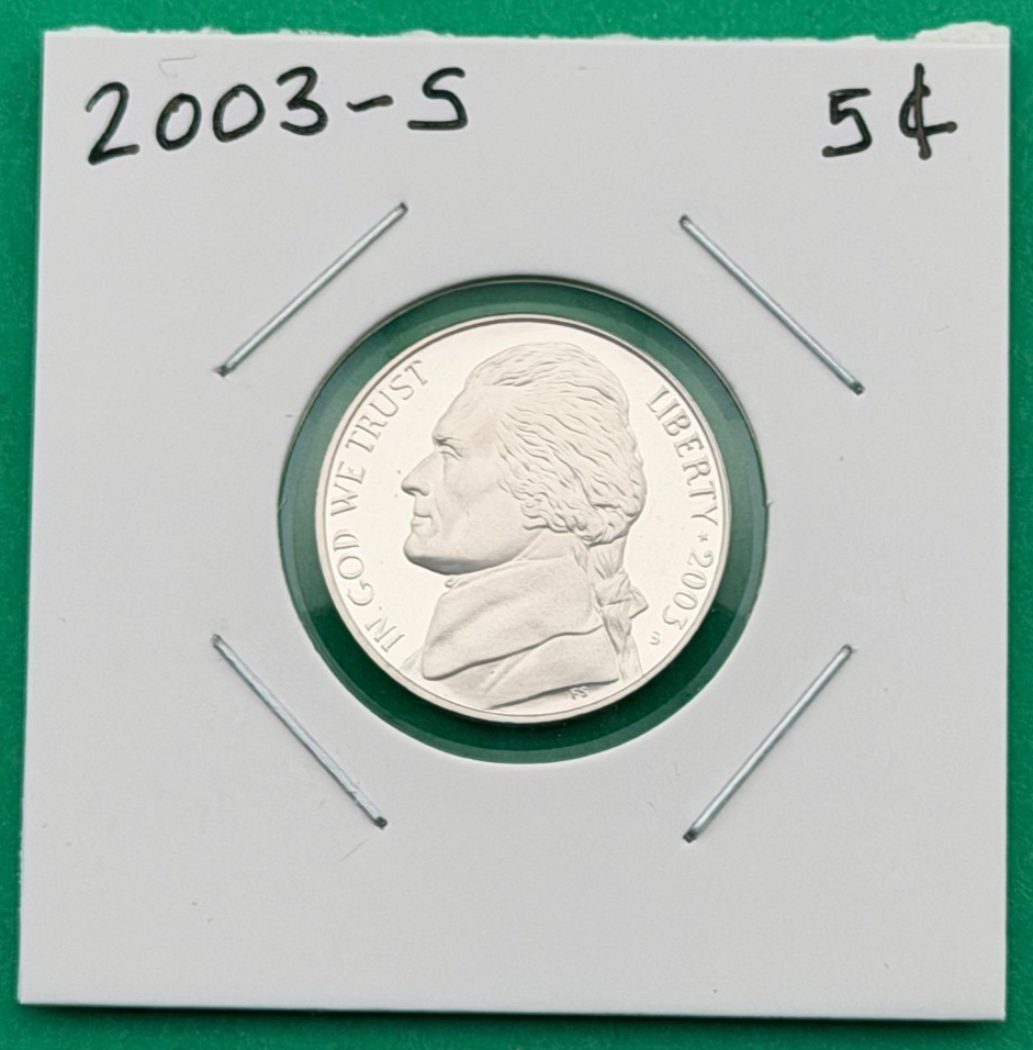 2003-S Jefferson Nickel Proof Coin - Rare 5C Collectible, Uncirculated