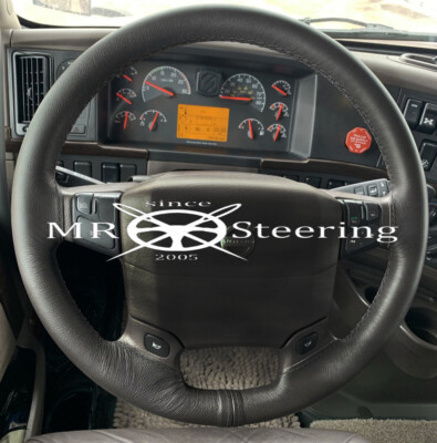 FOR VOLVO VNL 780 TRUCK BLACK ITALIAN LEATHER STEERING WHEEL COVER BEST QUALITY