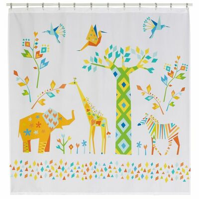 TAMARA KATE Origami Jungle Shower Curtain Giraffe Elephant Zebra Retail $34 NWT