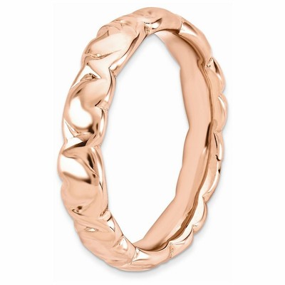 Goldia Sterling Silver Stackable Expressions Pink-Plated Hearts Ring