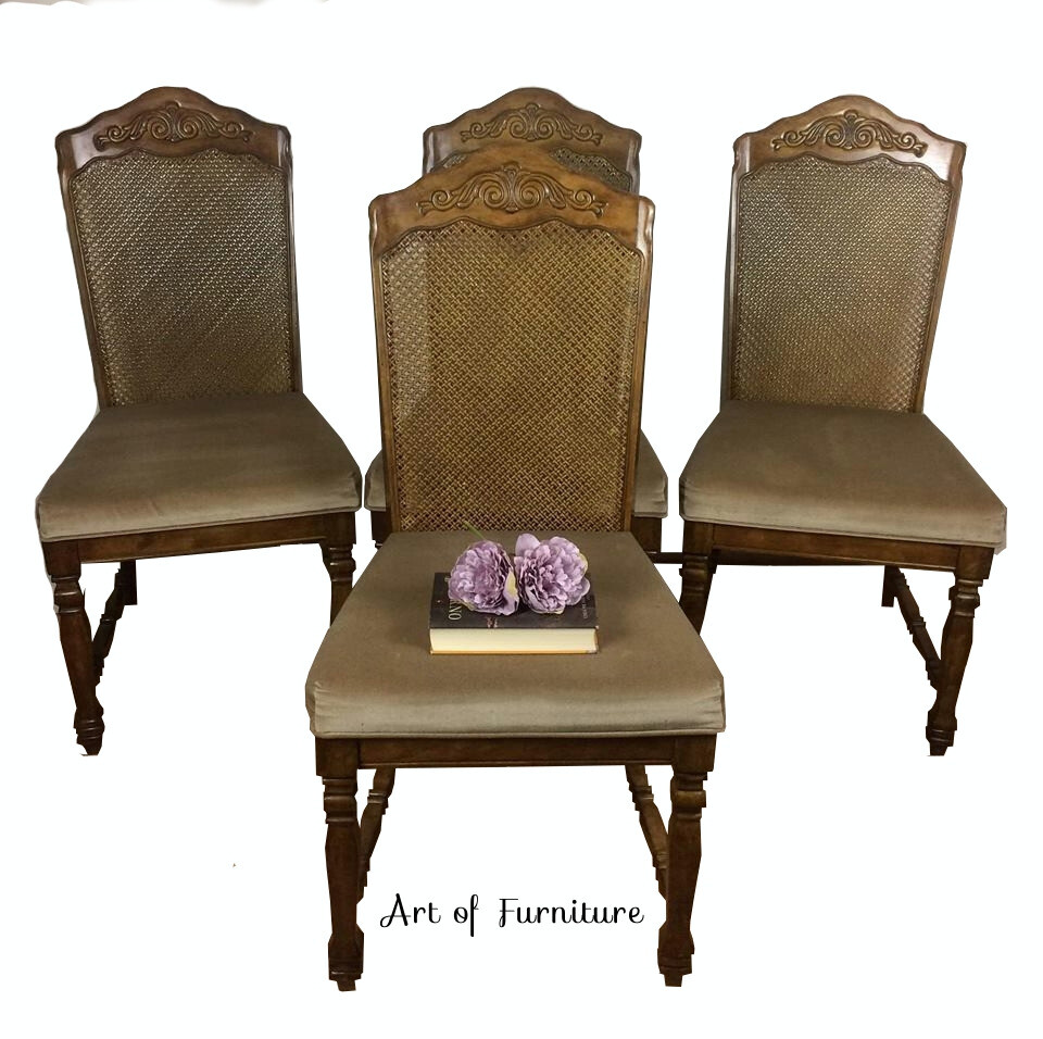 Four Antique Singaporean Mahogany Hand Carved Dining Kitchen