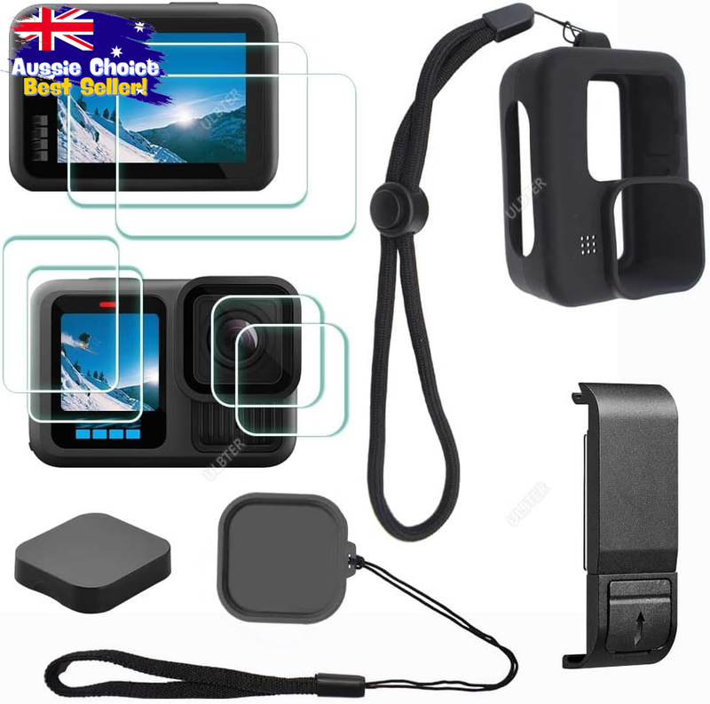 GoPro Hero 13 Rubber Case + Battery Door + Lanyard Accessory Bundle