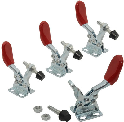 4PCS 60Lbs Toggle Clamp Set - Quick Release Antislip Hand Tool Silver & Red