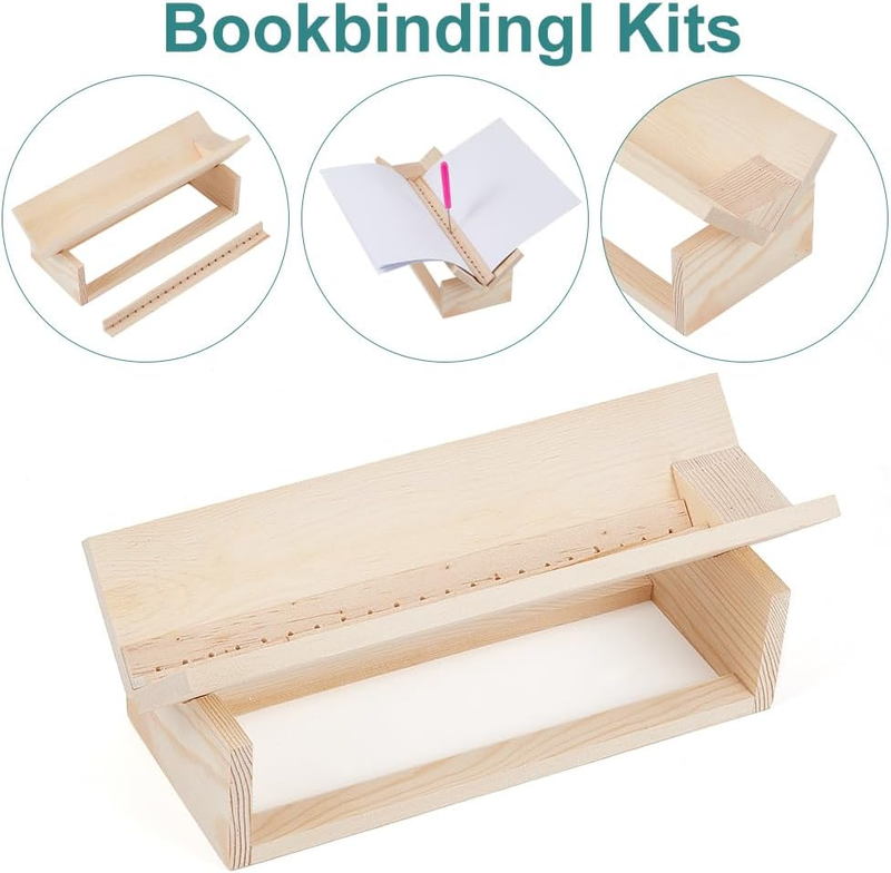 3 Set Wood Bookbinding Punching Cradle Book Binding Tool Hand Binding Kit with