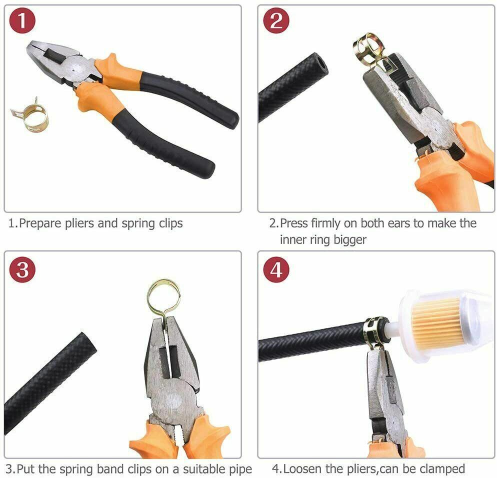 115 Pcs Fuel Line Hose Tubing Spring Clips Clamps Assortment Kit for Motorcycle