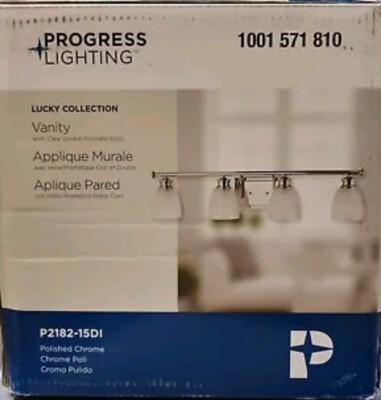 Progress Lighting Lucky 33.56 in. 4-Light Polished Chrome Bathroom Vanity Light