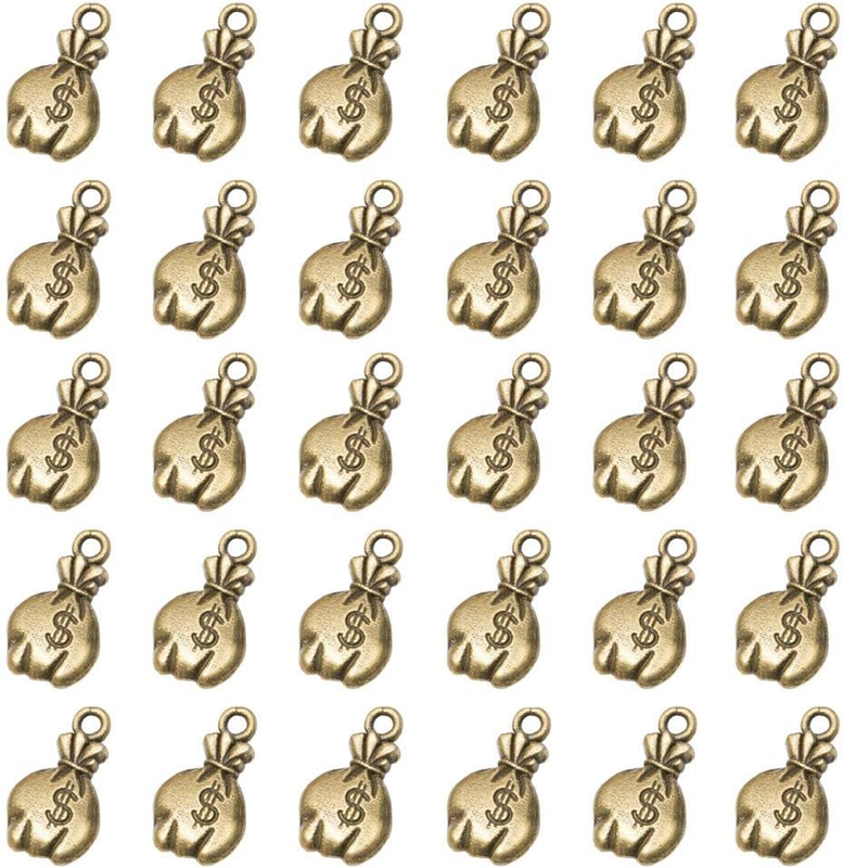 100 Pcs Antique Bronze Mini US Dollar Sign Money Bag Charms, Diy Accessories Bul
