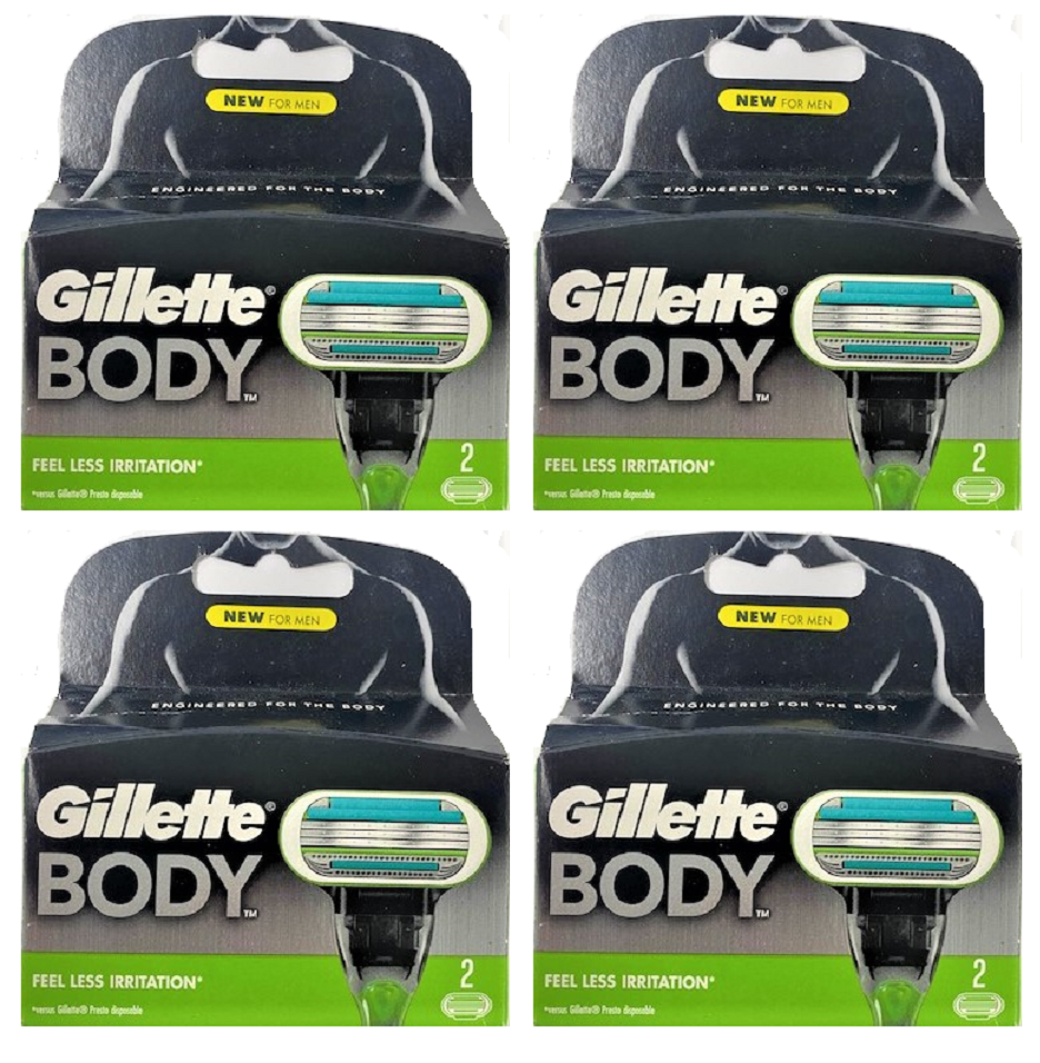Gillette Body Razor Blade Refills Fits on Mach3 & Venus Handle, 8 Cartridges