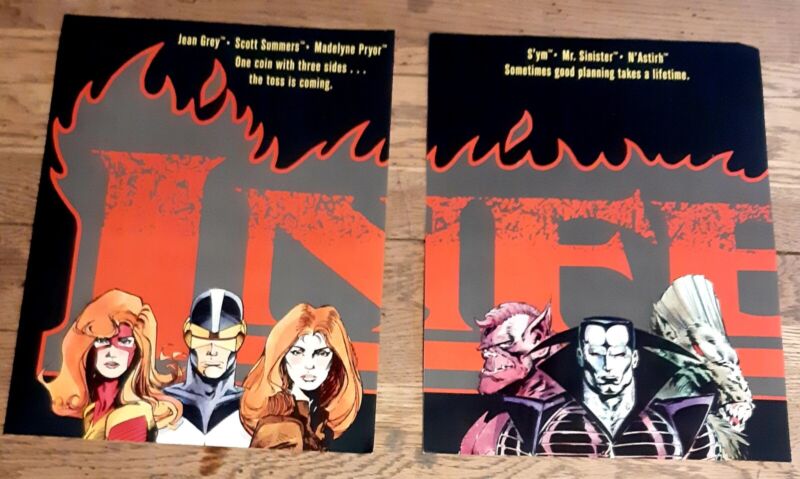#1 & 2 of 4  X-MEN INFERNO POSTER SHEETS 1 coin With 3 sides Grey Summers Pryor