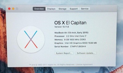 Apple MacBook Air 2015 A1466 i7-5650U 2.20GHz 8GB RAM 256GB SSD - READ #27162