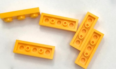 Lego 5 New Bright Light Orange Plates 1 x 3 Dot Pieces