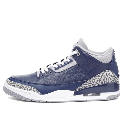 Big Kids Jordan 3 Retro Georgetown Midnight Navy/Cement Grey-Wht (398614 401)