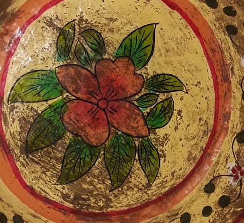 Vintage Handpainted Wooden Bowl