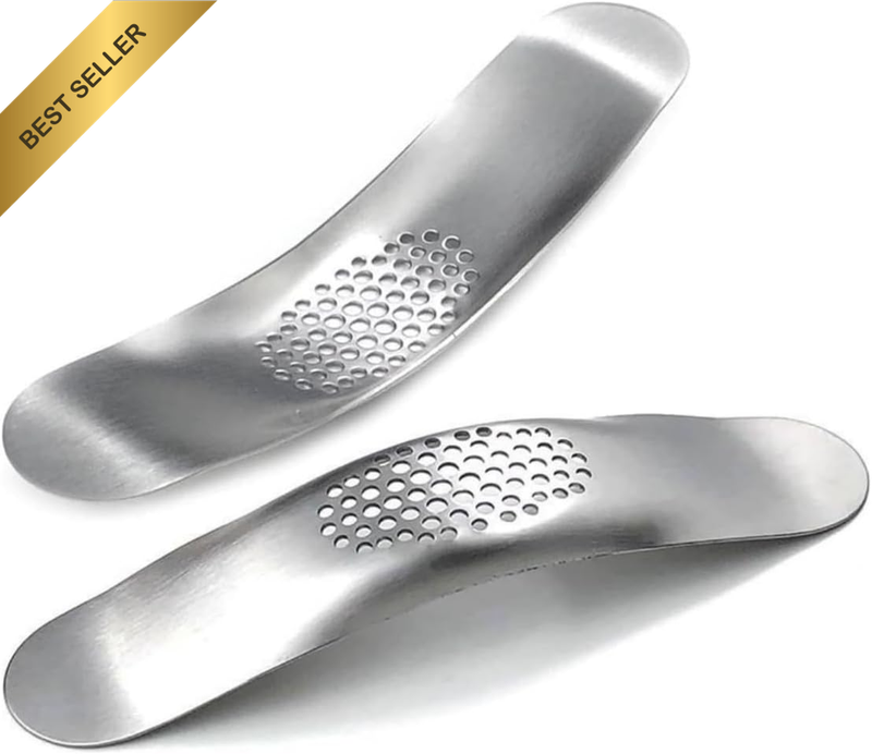 2 Pcs Stainless Steel Garlic Crusher Mincer Peeler Household
