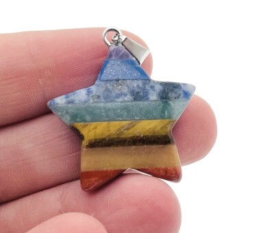 1 Pc Natural 7 Chakra Star pendant with Chain For Healing and Meditation