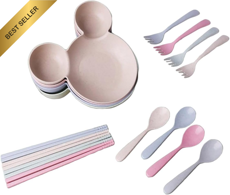 Creative Wheat Straw Tableware Set Kids Anti-Fall Bowl Dinner Plate Sustainable