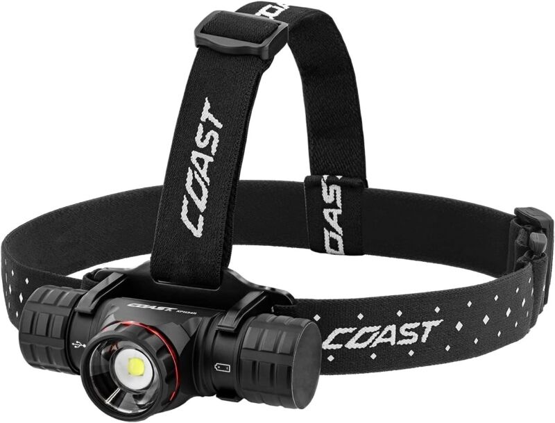 Coast® XPH34R 2075 Lumen USB-C Rechargeable-Dual Power LED Headlamp withPURE...