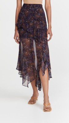 VERONICA BEARD Midi Skirt Trixie Silk Asymmetric Midi Drape Size 10 New Tag $495