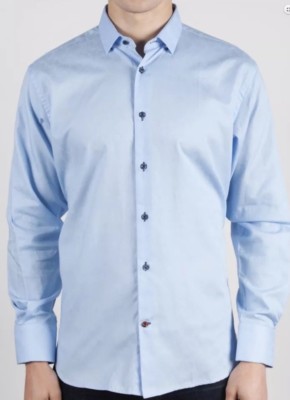 Luchiano Visconti Blue Long Sleeve Button Down Men's Shirt  #37139, Size Medium
