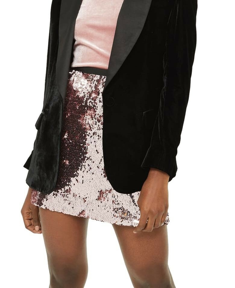 Topshop 154338 Women's Sequin Mini Skirt Light Pink Size 2 US