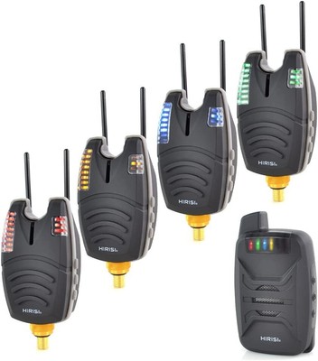 Hirisi Tackle Waterproof Carp Fishing Bite Alarm Set with Snag Ear Bar 1+4