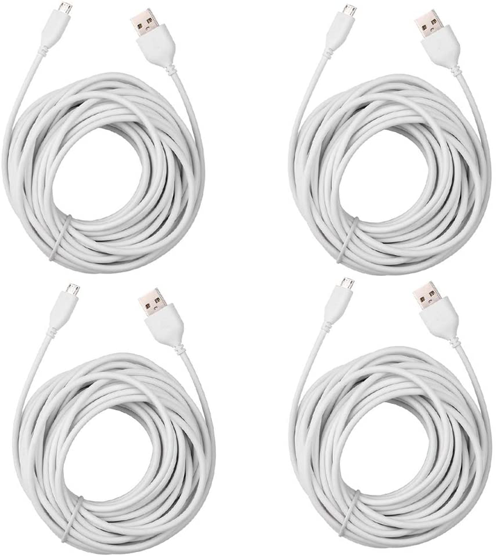 4-Pack 25Ft Security Camera Micro USB Extension Cable Compat