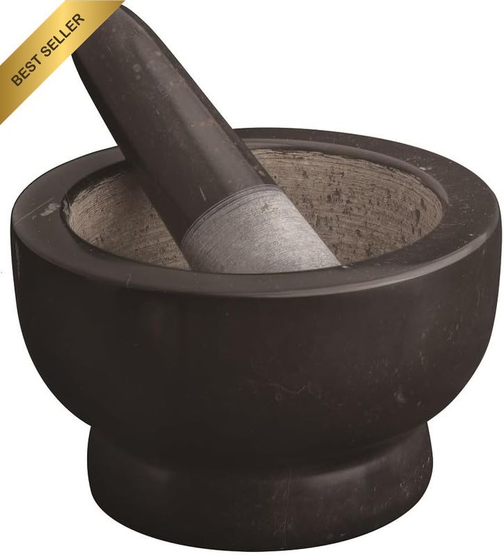 Marble Footed Mortar and Pestle, 12.5Cm, Black