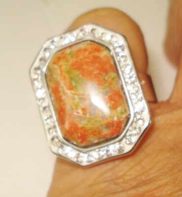 VINTAGE COCKTAIL RING SIZE 8.25  BEAUTIFUL GEODE RHINESTONES DESIGN NR