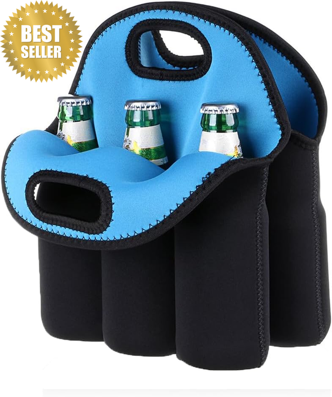 6 Pack Beer Cooler Tote Bag,Wine Carrier Tote Bag,Extra Thick Neoprene Bottle/Ca