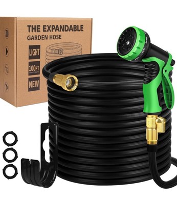Expandable Garden Hose 100ft Durable Flexible 50 Layers Nano 100FT, Black 