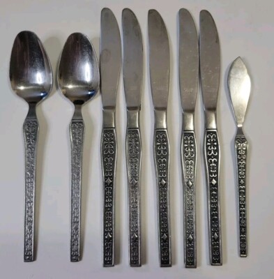 La Senda HANFORD FORGE MCM Flatware 5 Butter Knives, 2 Spoons, 1 Spreader AS IS