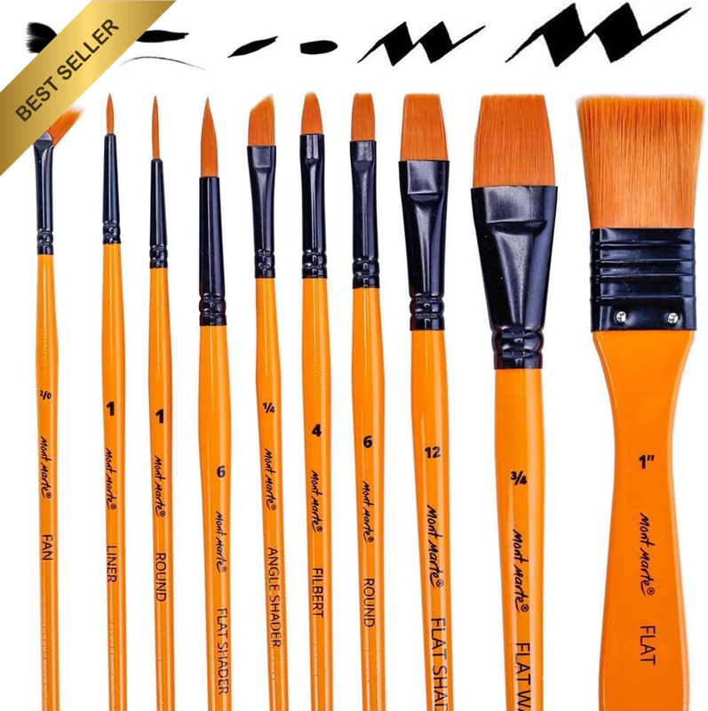 Art Paint Brushes Set Acrylic 11 Pieces in Wallet Case