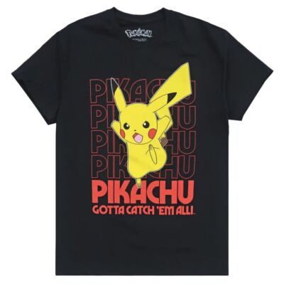 Pokemon Pikachu Men's Officially Licensed Nintendo Game Tee T-Shirt - Black
