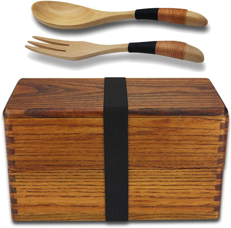 Wood Bento Box, Lunch boxes, Japanese Traditional Natural Sq