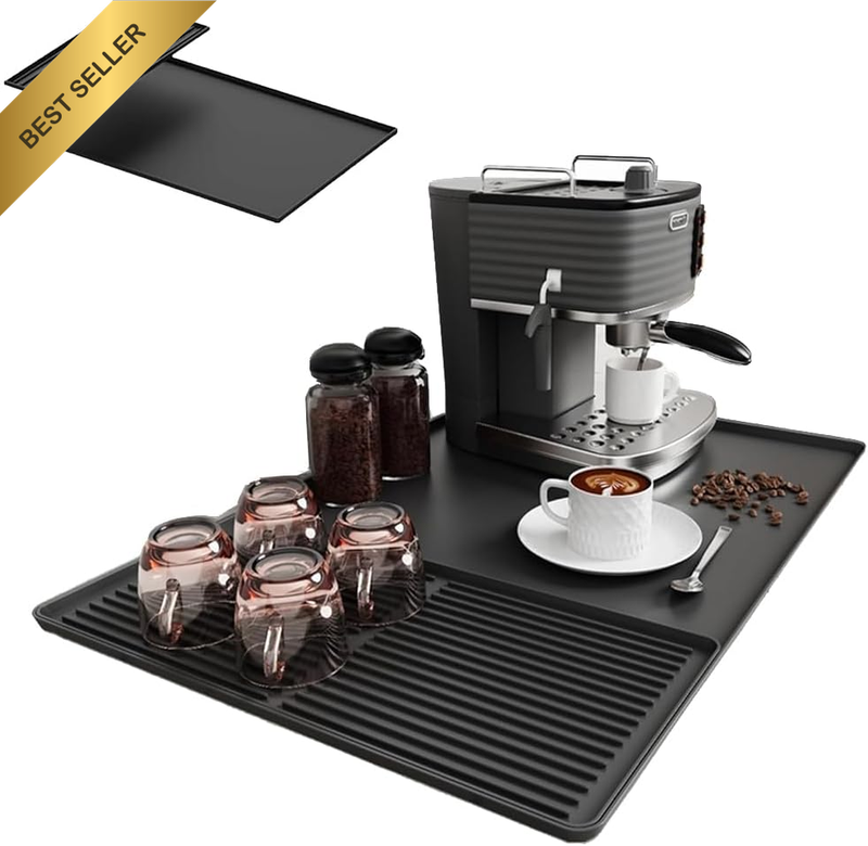 Silicone Coffee Mat, Large & Small Combination Bar Mats, Coffee Machine Tray wit