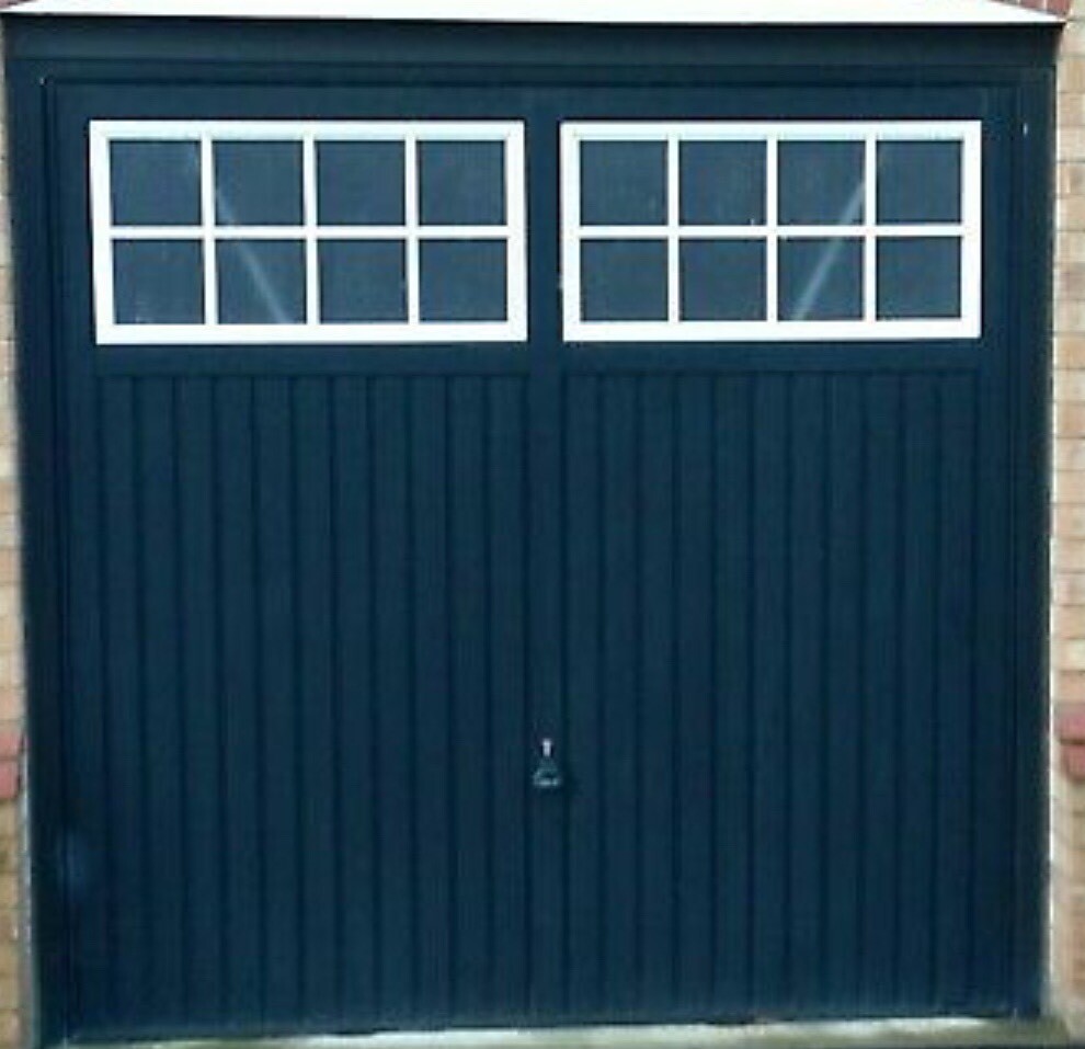 Hormann Black with white window garage door 2101up&over in Blaby